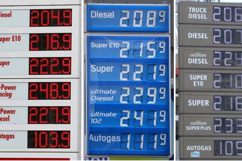 Die Mineralölkonzerne haben die Preise an den Zapfsäulen nochmal kräftig angehoben, bevor die von der Bundesregierung beschlossene Senkung der Energiesteuer in Kraft tritt.  Foto: dpa